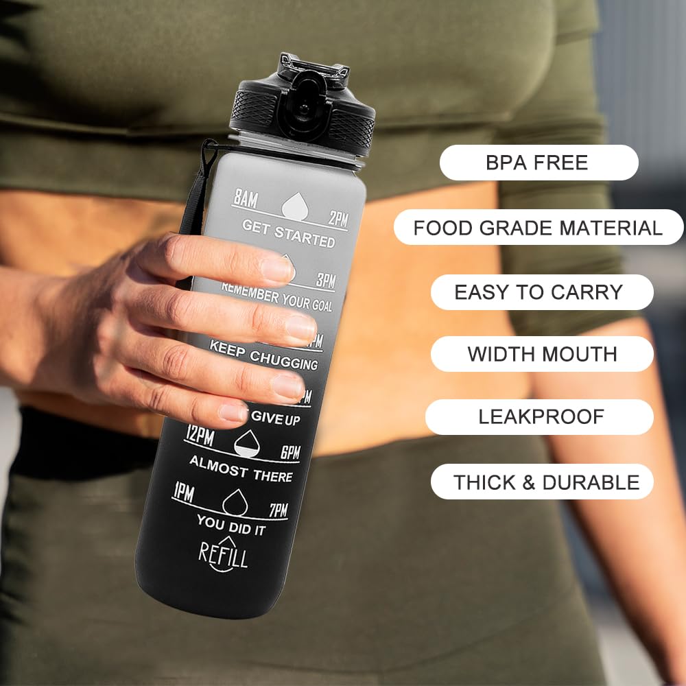 32oz Sports Water Bottle with Straw, Leak Proof