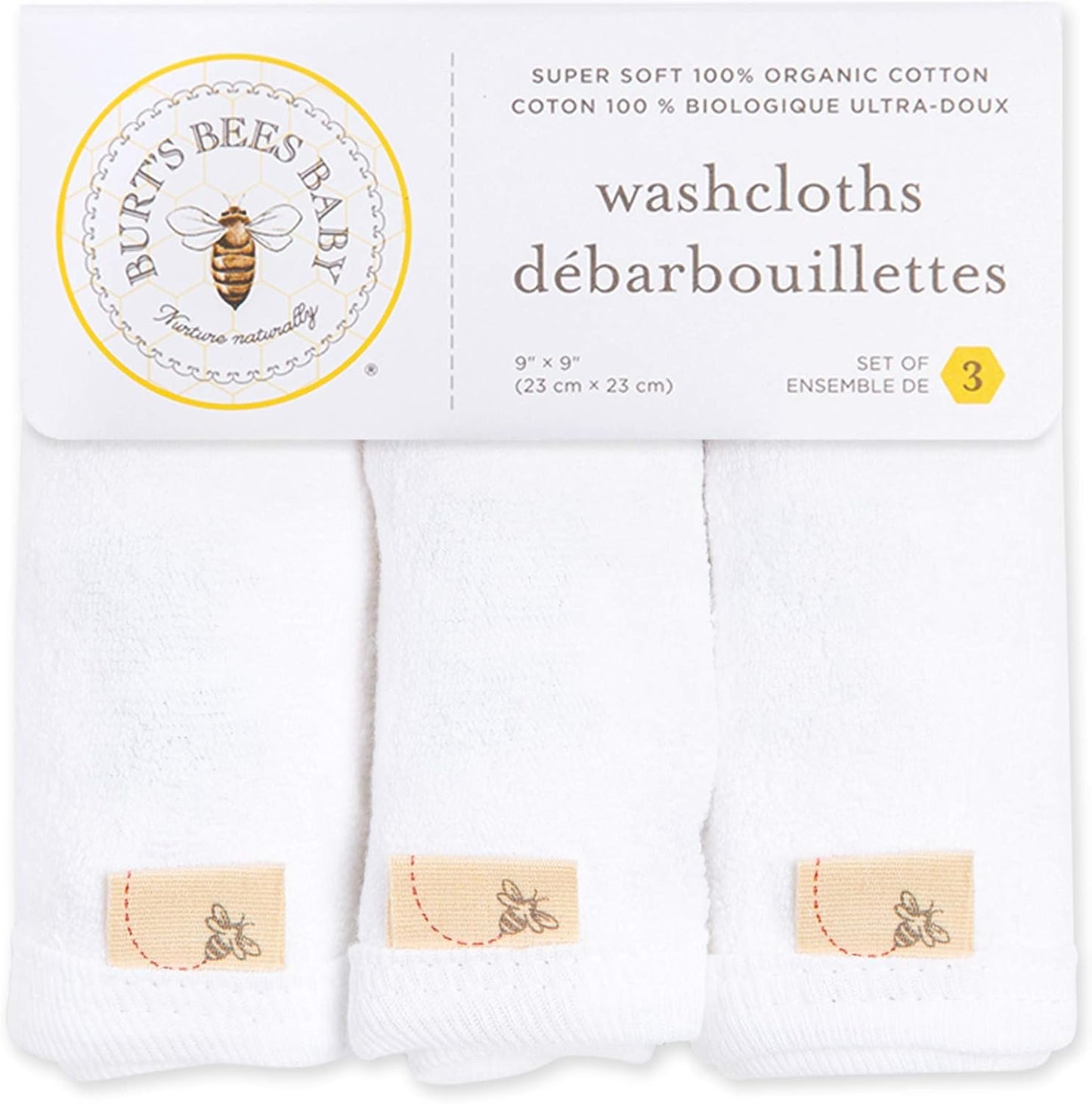 Burt's Bees Baby Organic Cotton Washcloths, 3 Pack