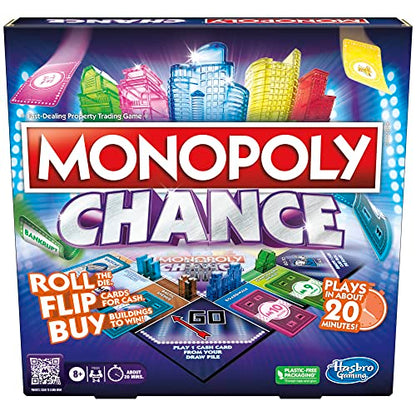 Hasbro Gaming Monopoly Chance Board Game for Adults and Kids | Fast-Paced Family Party Game | Ages 8+ | 2-4 Players | 20 Mins. Average