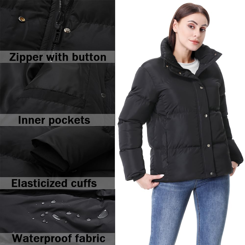 GIMECEN Women's Winter Coat Full-Zip Down Jacket Waterproof Puffer Coat Warm Parkas Long Sleeve Outerwear