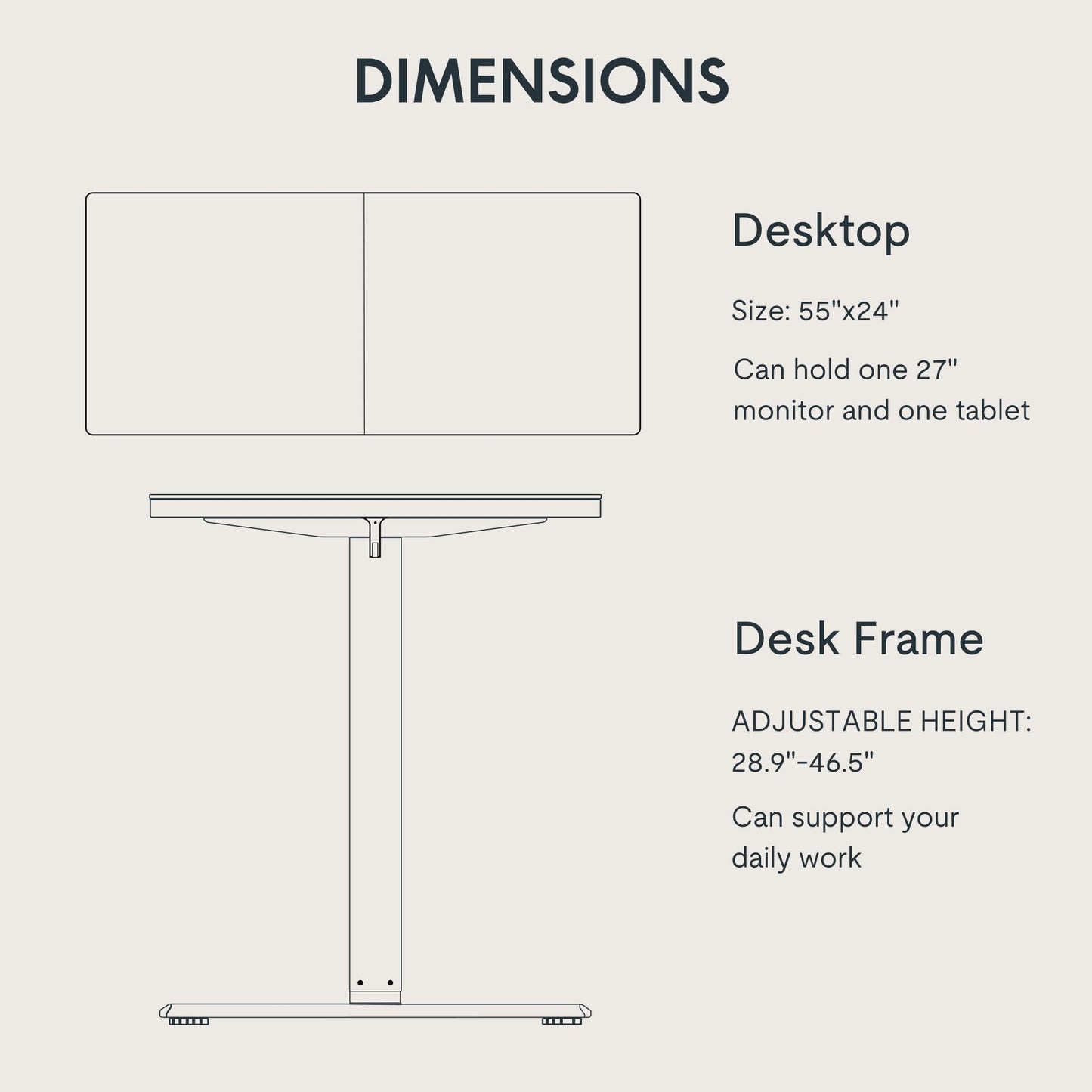 FLEXISPOT Electric Standing Desk 55 x 24 Inch Adjustable Height Desk Home Office Computer Workstation Sit Stand Desk, Black Top + Black Frame