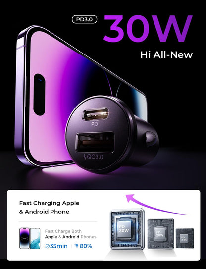 LISEN 54W Dual Port USB C Car Charger