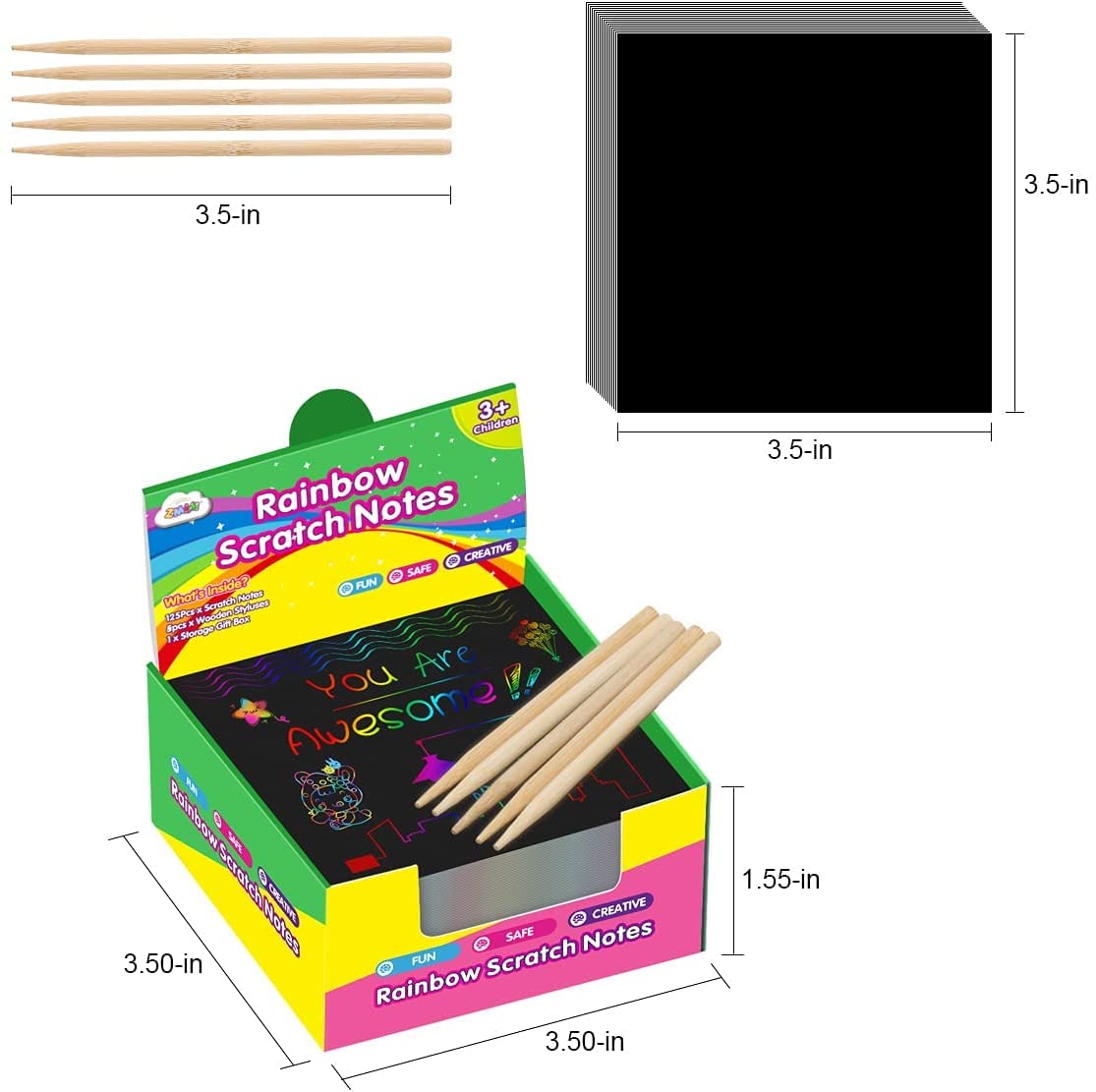Rainbow Scratch Art Paper Mini Notes for Kids