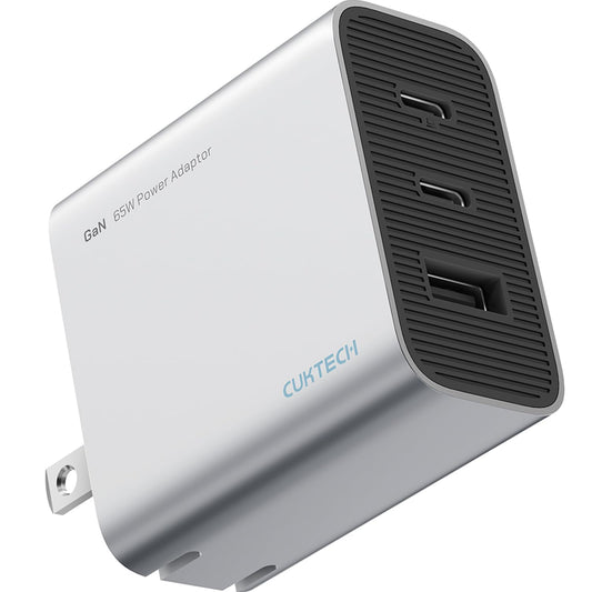 CUKTECH 65W USB C Charger, GaN III Fast Charger, PPS 3-Port Fast Compact Foldable for MacBook Pro/Air, Tablet, Galaxy S24, Dell XPS 13, Note 20/10+, iPhone 15/Pro, Switch, Steam Deck, Pixel and More