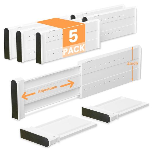 Adjustable 5-Pack Drawer Dividers for Storage