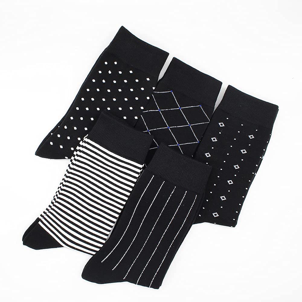 TOEJYJ Mens Fun Dress Socks, Pattern Funny Casual Socks Pack, Colorful Striped Cotton Novelty Socks Size 10-13 (S015)