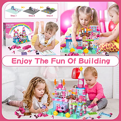 Lucky Doug Building Blocks Set for Kids Girls, 171 PCS Pink Princess Castle Blocks Toys, Building Sets Toys Birthday Gifts for Boys Girls Toddler