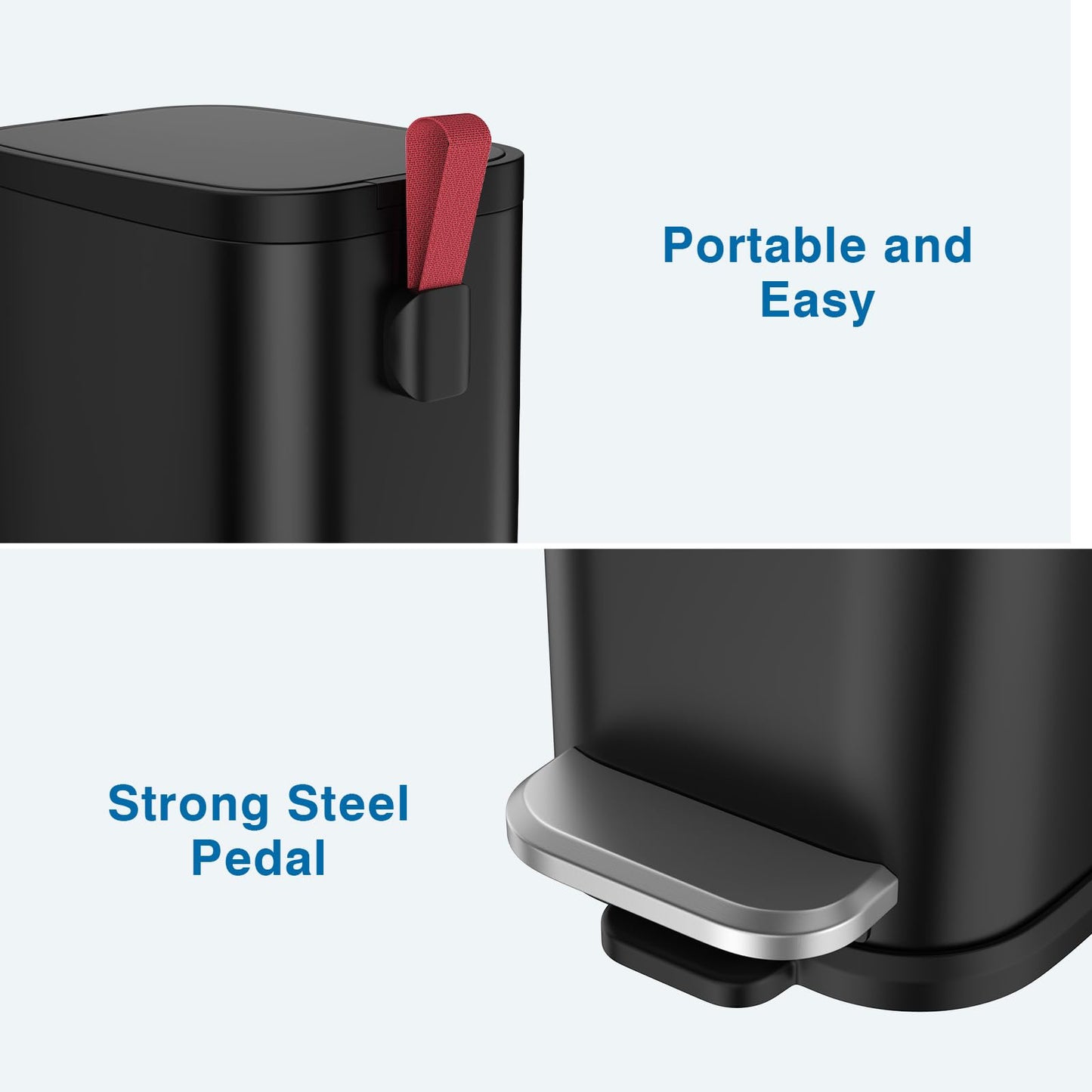 BETHEBEST Black Bathroom Trash Can with Soft Close Lid,Foot Pedal Garbage Can with Removable Inner Bucket, Stainless Steel Trash Can for Bathroom,Bedroom,Office,5 Liter/1.3 Gallon(Matte Black)