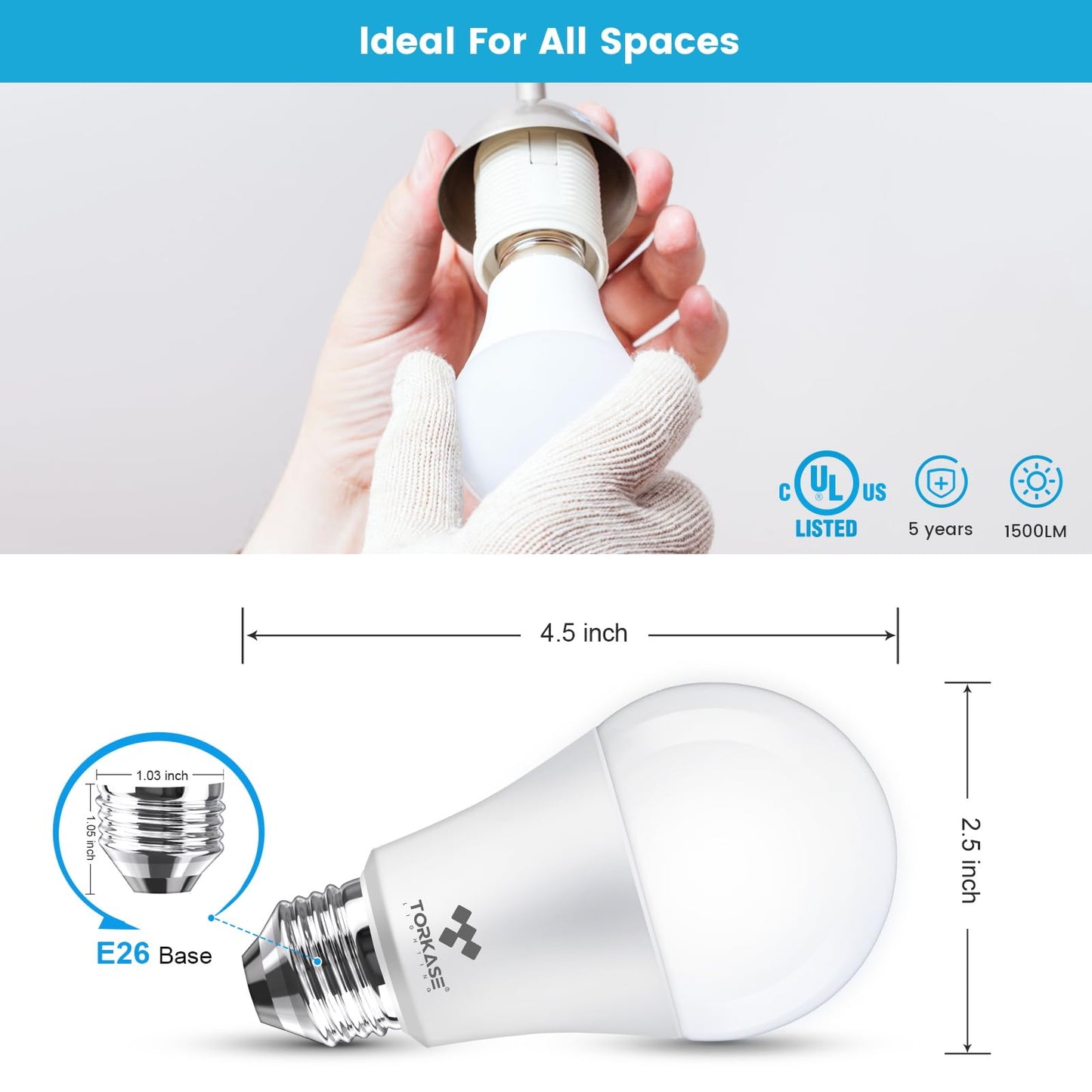 Torkase 100W Equivalent LED Bulbs, Soft White