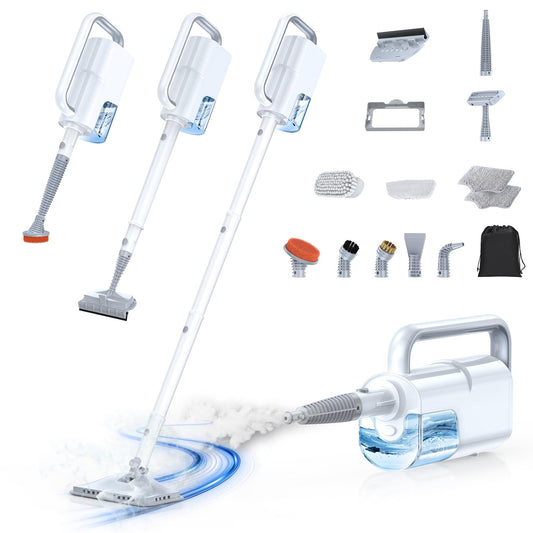 LABIGO 10-in-1 Steam Mop with Detachable Handheld Steamer, 350ml Tank, 10s Heat-Up, 248°F Steam Cleaner, 2-Level Control and Swivel Head for Floors, Carpets, Tiles, BBQ grill and Multi-Surface