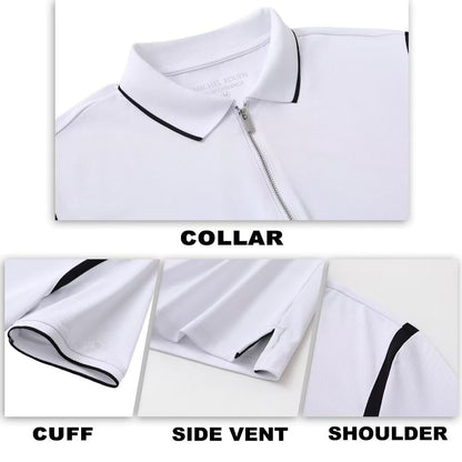 Rouen Polo Shirts for Men Short Sleeve Casual Collared Moisture Wicking Pique Solid Golf Shirts for Men Dry Fit White