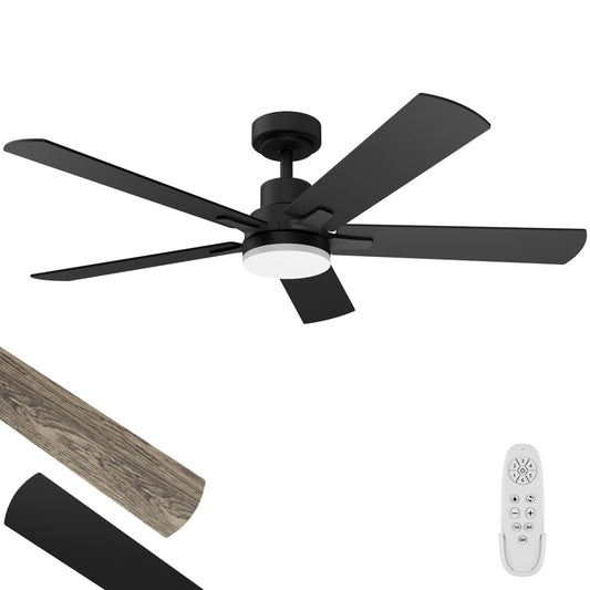 52-Inch Black Ceiling Fan with Light & Remote