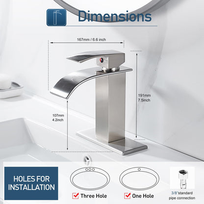 Brushed Nickel Single Handle Bathroom Faucet