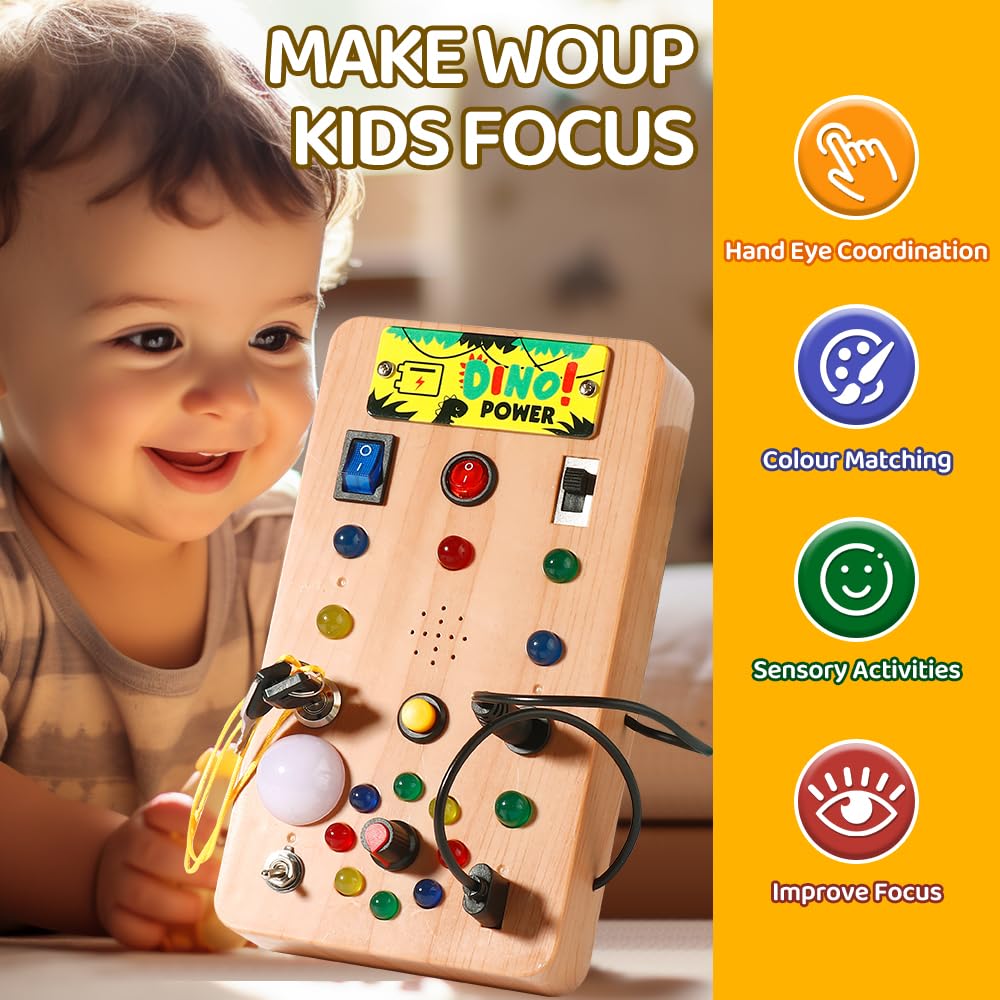 Montessori Wooden Sensory Board with LED Lights