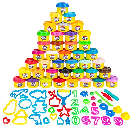40 Pack Kiddy Dough Party Favors with Animal Lids