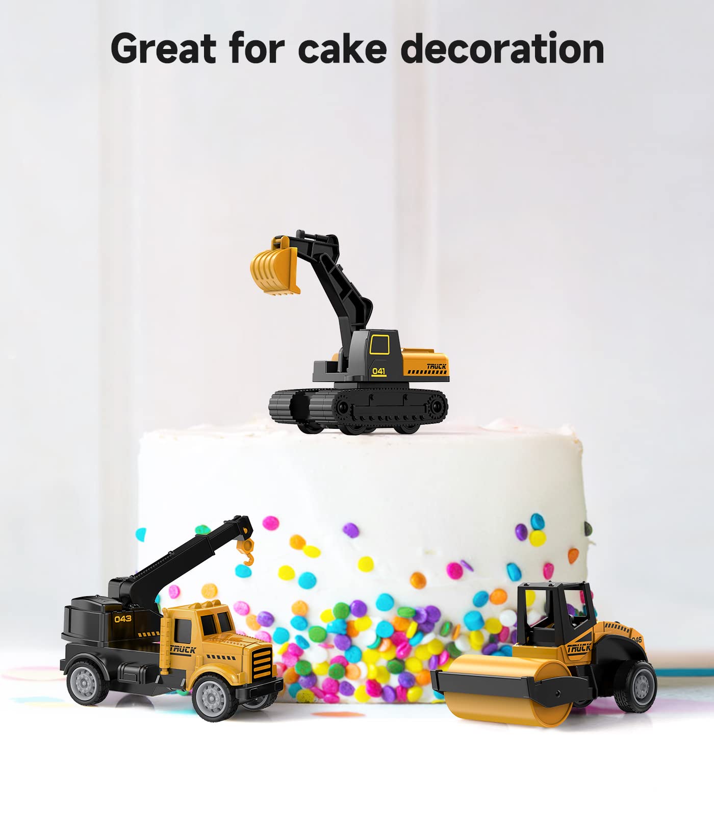 Geyiie Alloy Small Construction Cars Vehicles, Die Cast Mini Construction Truck Toys, Heavy Duty Bulldozers Excavator Cement Dump Toys Outdoor Easter Gifts for Kids Toddler