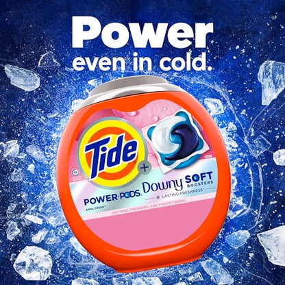 Tide Power PODs 2-in-1 Laundry Detergent Pods with Downy Soft Boosters, Lasting Freshness with April Fresh Scent, 45 Count