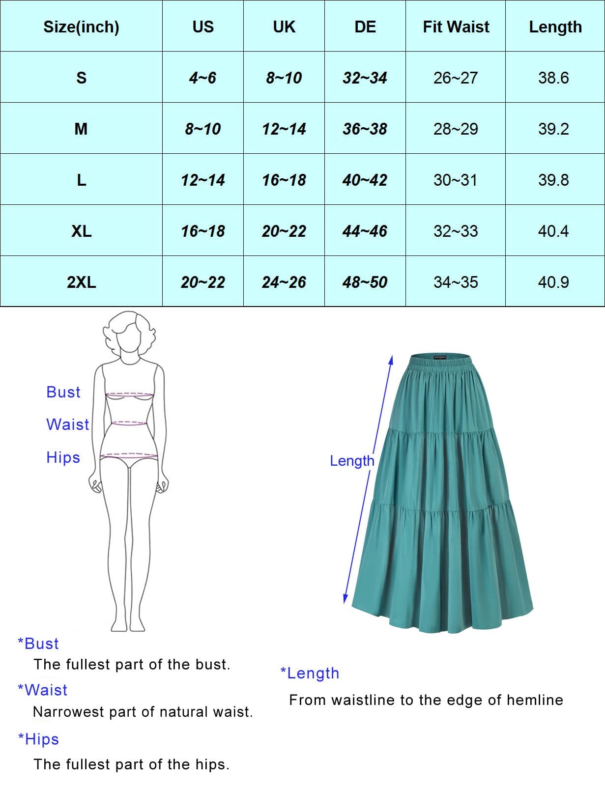 Women's Ankle Length Maxi Skirt with Pockets