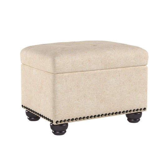 Modern Linen Upholstered Storage Ottoman by FIRST HILL