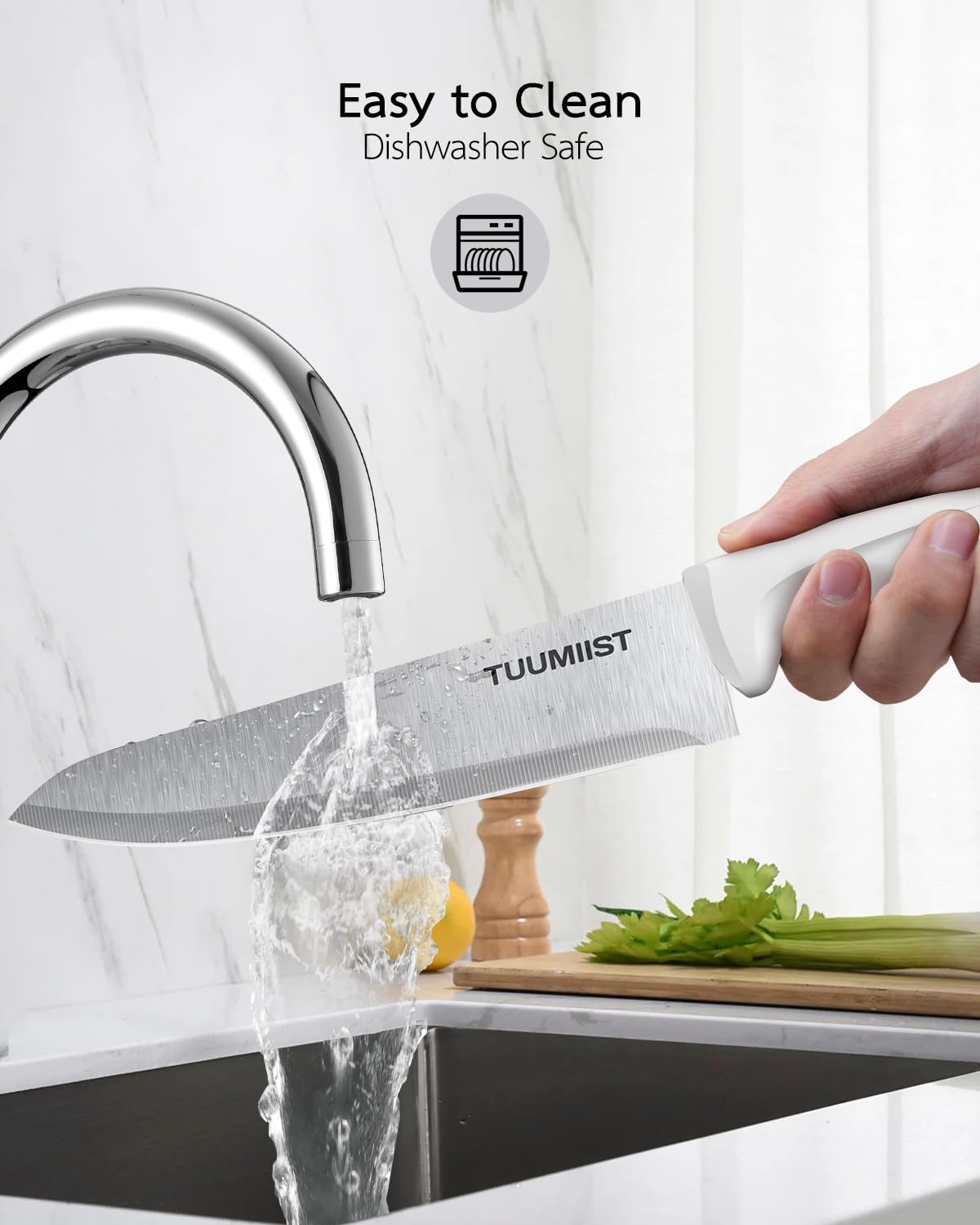 TUUMIIST 18-Piece Knife Set with Block & Sharpener