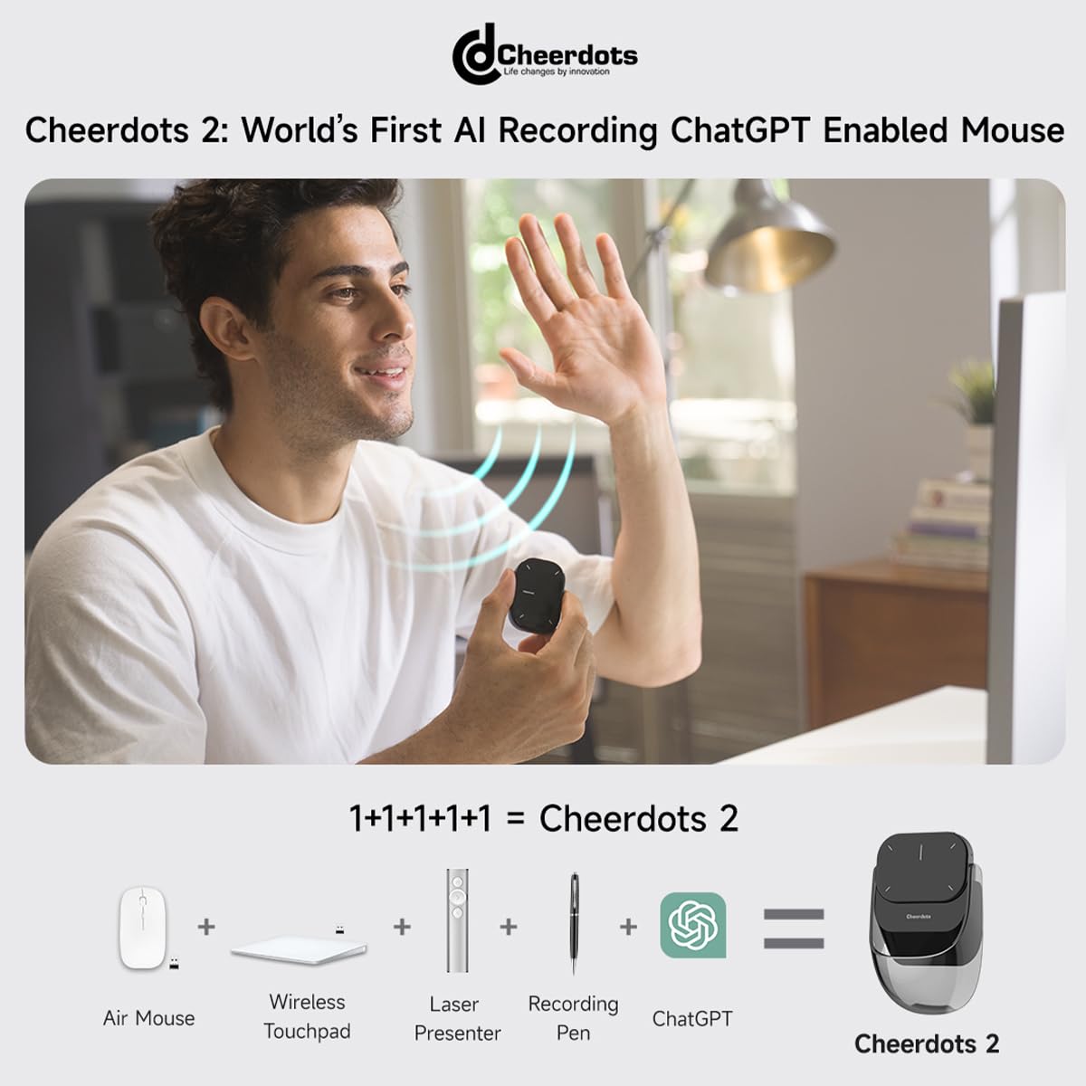 AI Mouse with Voice Recorder & Smart Control Features