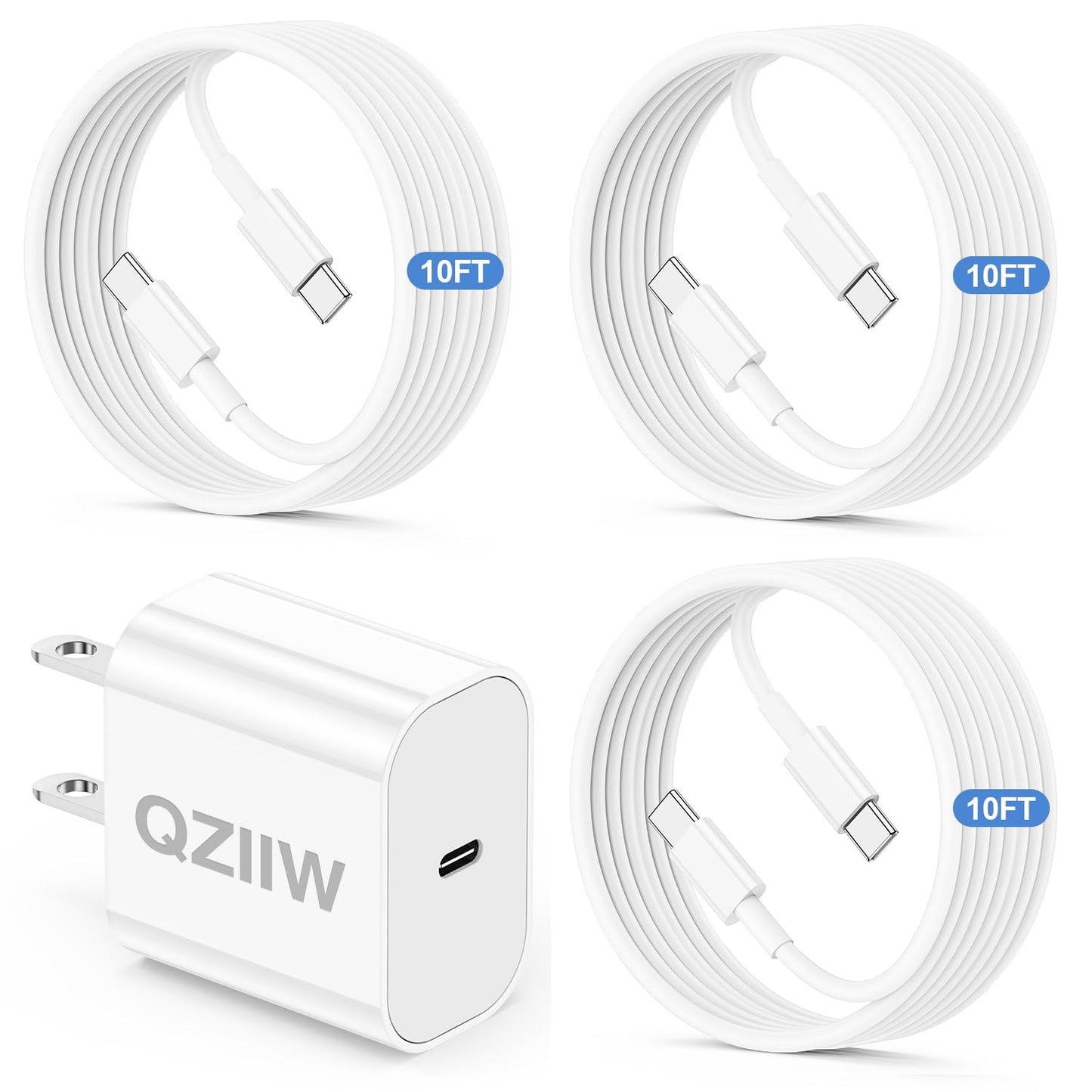 10ft QZIIW USB C iPhone Charger Cable