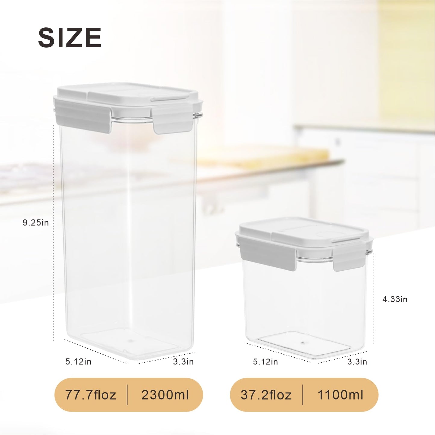 Air Tight Cereal Storage Containers Set, 4 Pieces