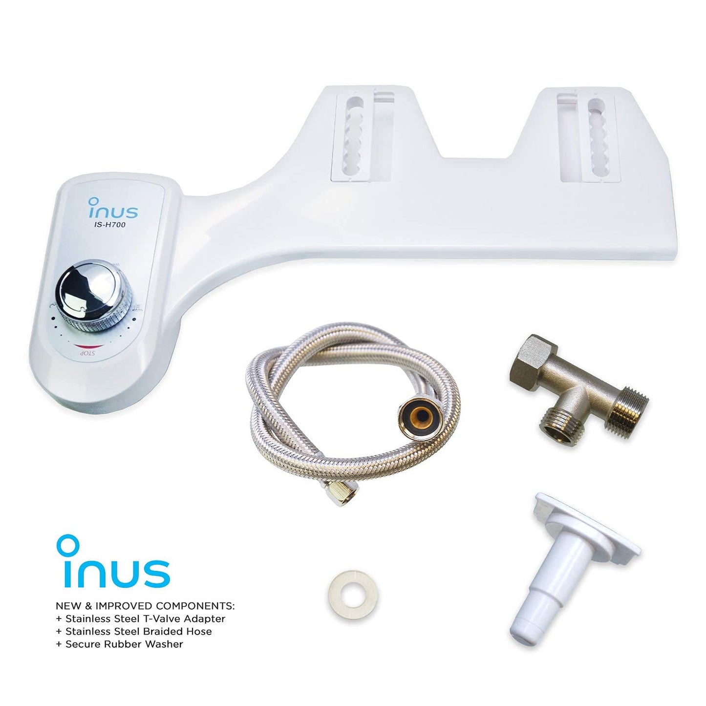 INUS Ultra-Slim Bidet Attachment, Adjustable Non-Electric Nozzle (Posterior/Feminine Wash) Fresh Cold Water Sprayer Bidets, Bidet Attachment for Toilet with Stainless Steel Inlet H700