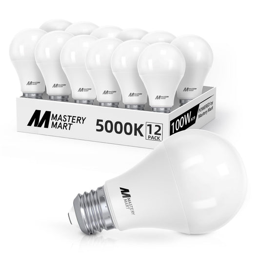 12 Pack MASTERY MART LED Light Bulbs 1500 Lumens