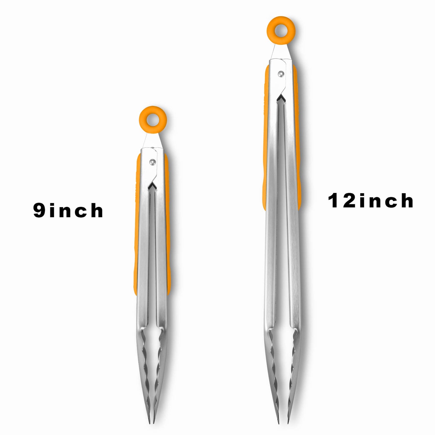 Stainless Steel Kitchen Tongs Set, 9" & 12"