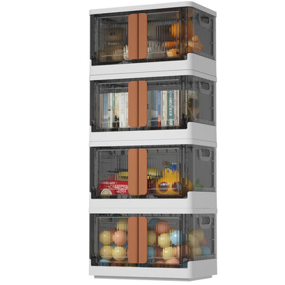 HAIXIN Plastic Storage Containers, Stackable Closet Organizers and Storage, Folding Bookshelf for Bedroom, 8.4 Gal Collapsible Laundry Organizer, 4 Pack