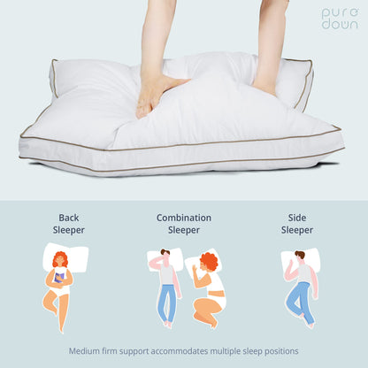puredown Goose Down Gusseted Bed Pillows Set