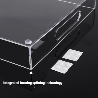 Clear Serving Tray Acrylic Tray Organizer, Ottoman Serving Tray for Coffee Table, Bathroom, Vanity, TV Table, Plastic Plastic for Eating 12 * 12 Inch
