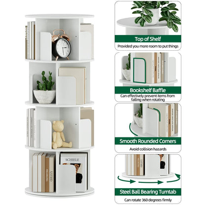 360° Rotating Bookshelf Organizer for Small Spaces
