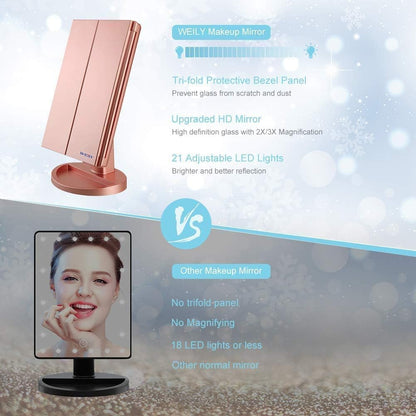 WEILY LED Touch Screen Makeup Mirror with Magnification