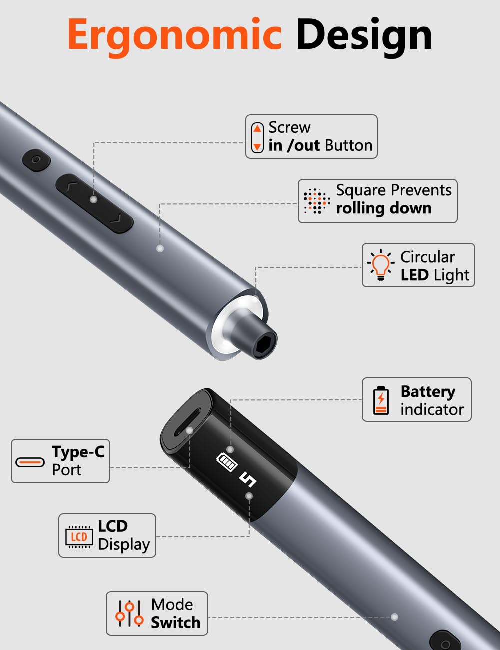 Mini Electric Screwdriver Set with Torque Levels