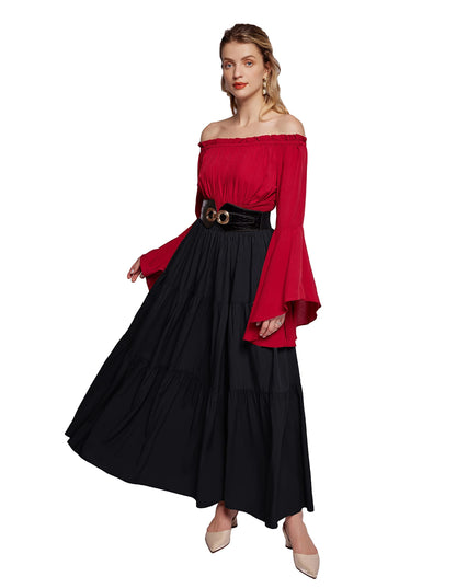 Women's Ankle Length Maxi Skirt with Pockets
