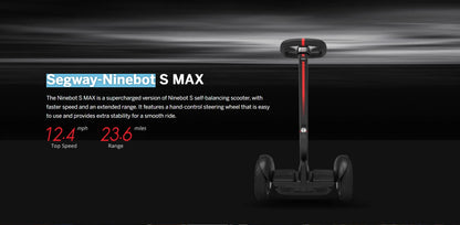 Segway Ninebot S-Max Smart Self-Balancing Electric Scooter, Dual 432W Motor, Max 23.6 Miles Range & 12.4MPH, Hoverboard with LED Light, Compatible with Gokart kit, Large