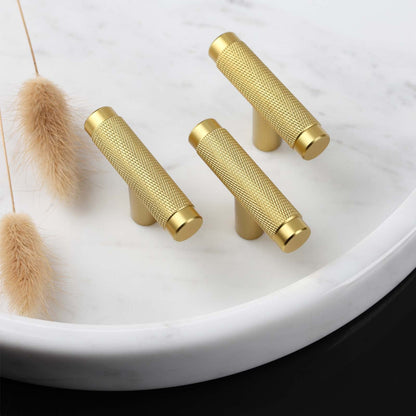 AITITAN 10 Pack Gold Cabinet Knobs Gold Knobs for Cabinets and Drawers - 2 Inch Length Single Hole T Bar Cabinet Knobs Gold, Brass Drawer Knobs and Gold Dresser Knobs