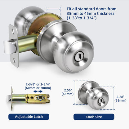 LOQRON Keyless Privacy Door Knob - Satin Nickel