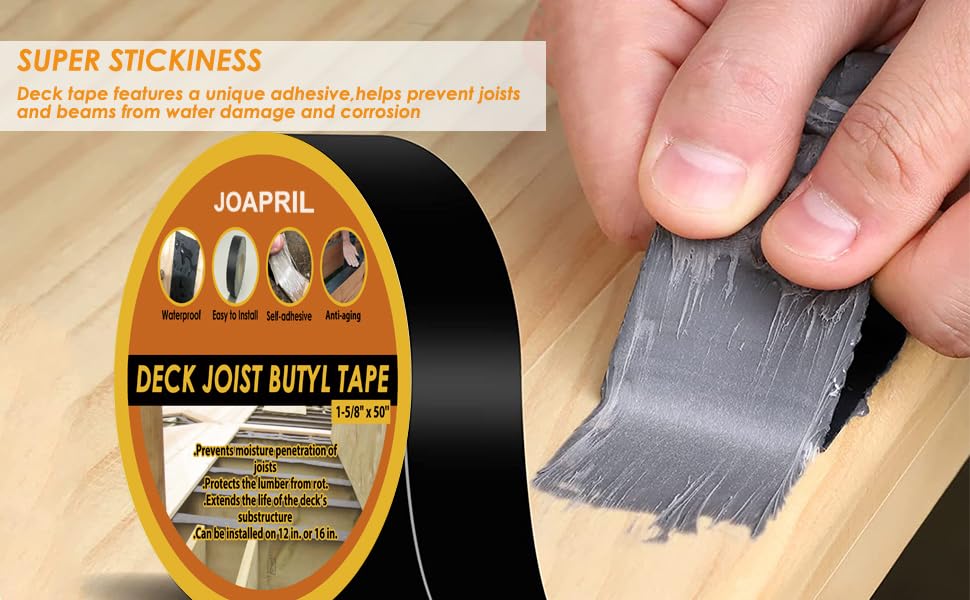 JOAPRIL Joist Tape 2" x 50', 4 Pack Butyl Joist Tape for decking, Deck Joist Tape for Top of Joists, Rim Joists, Under Joists and Beams