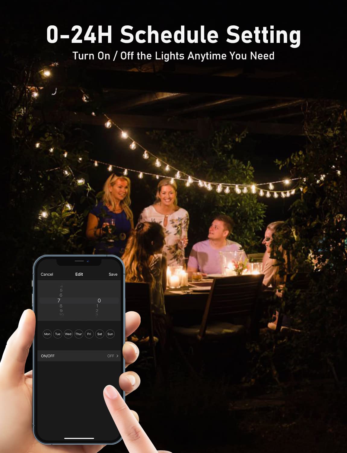 Aoycocr 25FT Waterproof Outdoor String Lights with App