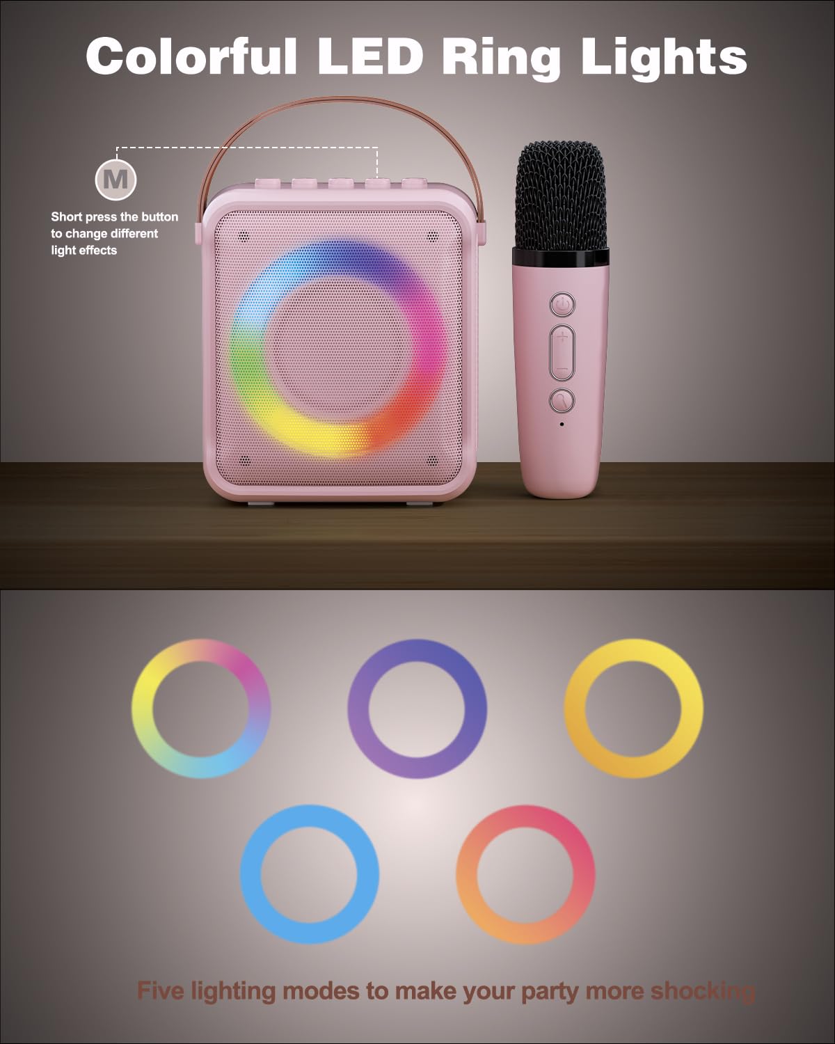 Mini Karaoke Machine with Bluetooth Microphones