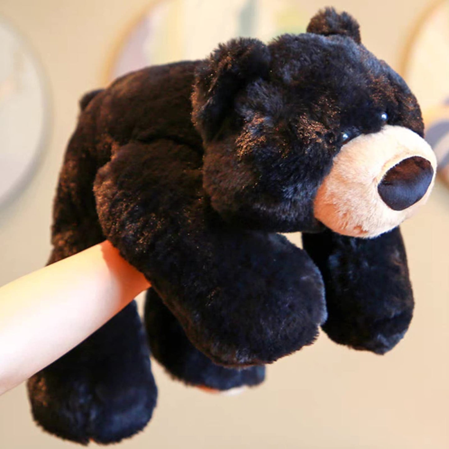 Weighted Black Bear Plush Toy for Kids & Adults