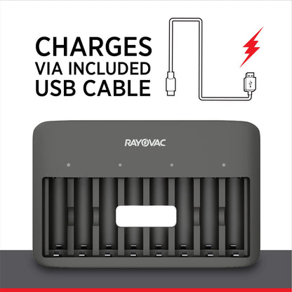 8-Bay Rayovac USB Battery Charger for Rechargeables