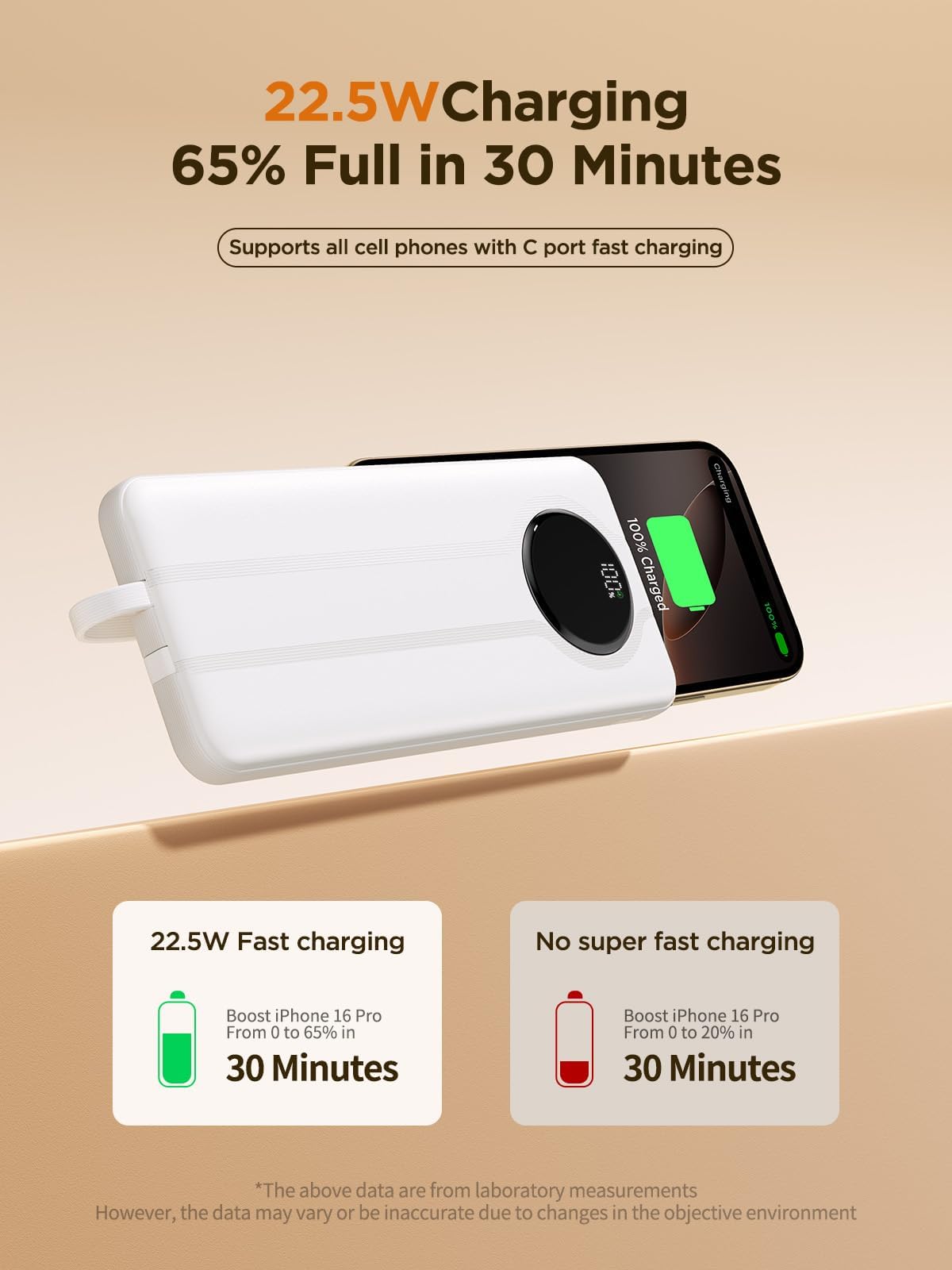 10000mAh Aioneus Portable Power Bank with Cables