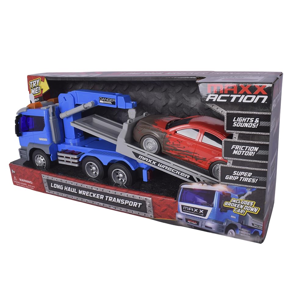 Maxx Action Long Hauler Wrecker with Car