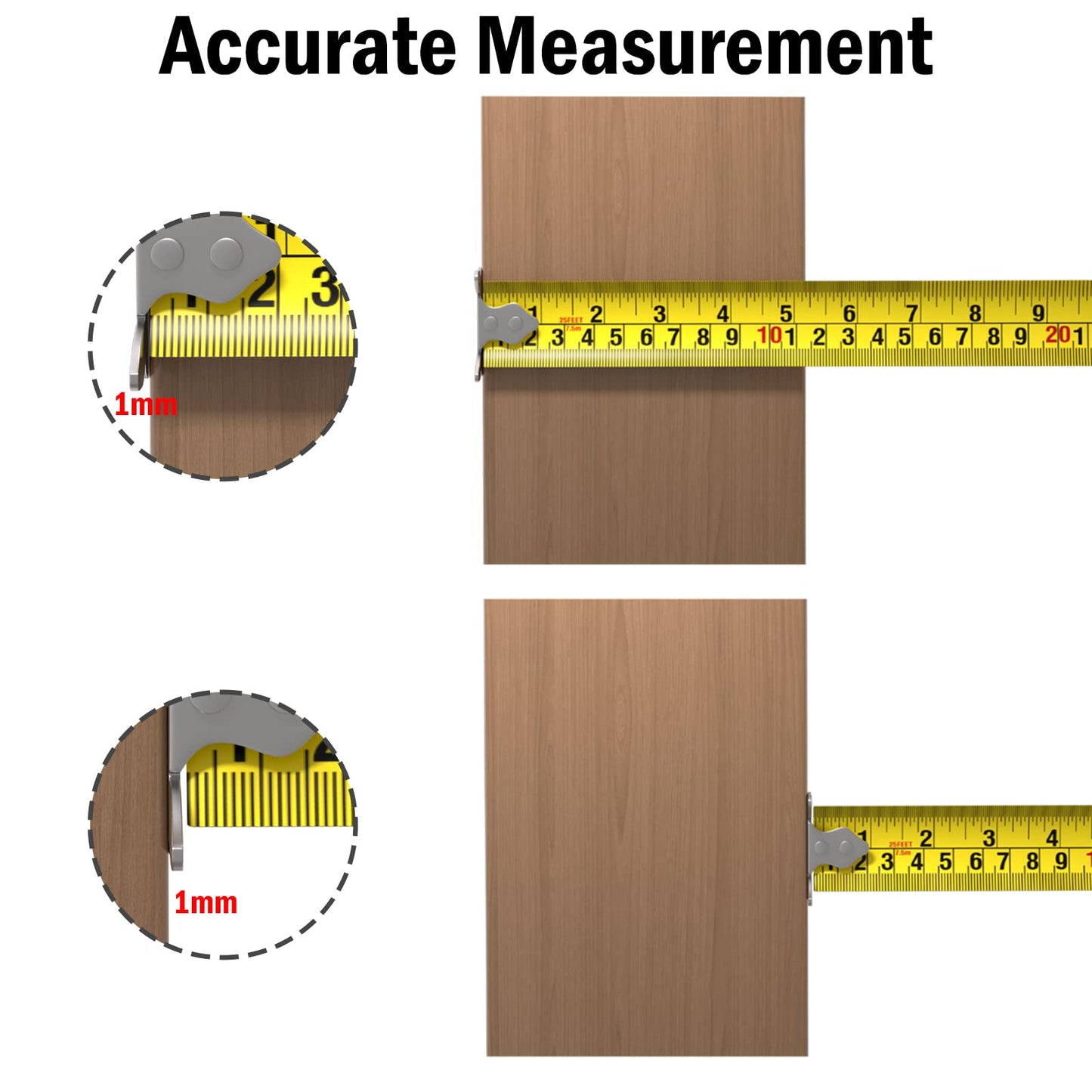 VOLCANOES CLUB Measuring Tape, Tape Measure 16 Ft by 1-Inch, Retractable Dual Side Blade (Inch/Metric Clear Scale), Hard & Transparent Case, Simple & Easy to Use for Surveyors, Electricians (1 Pack)
