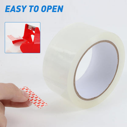 YUMIERO Clear Packing Tape 12 Rolls, Heavy Duty Packaging Tape with Dispenser, Refill for Shipping Packaging Moving Sealing, 2.4Mil 1.88 Inches 60 Yards, Total 720 Yards