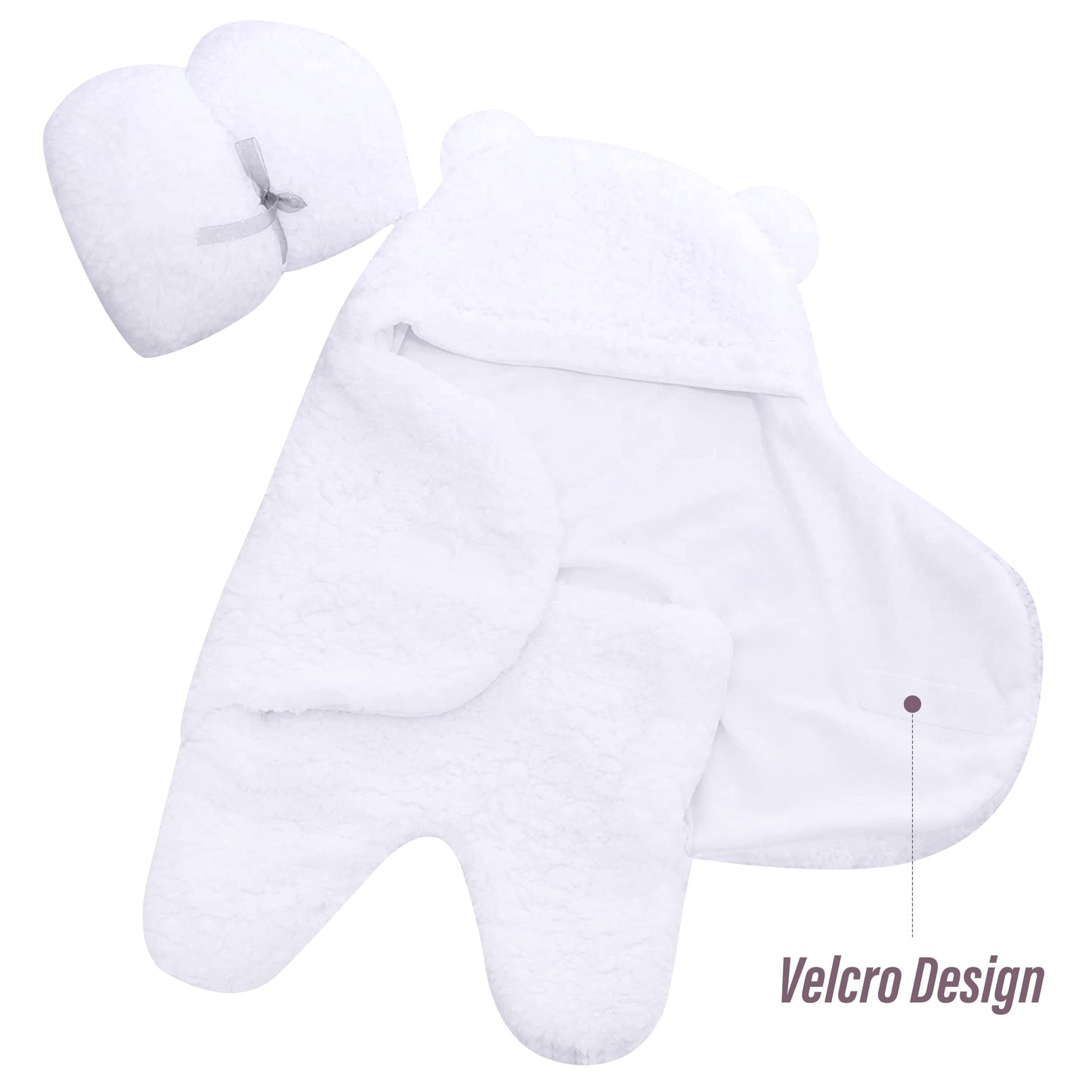 2 Pack Ultra Warm Sherpa Plush Baby Sleeping Swaddle Wrap - Newborn Essentials Must Haves for 0-6 Months - Baby Shower Registry Search Gifts for Boys Girls - Baby Stuff Accessories (Grey and White)